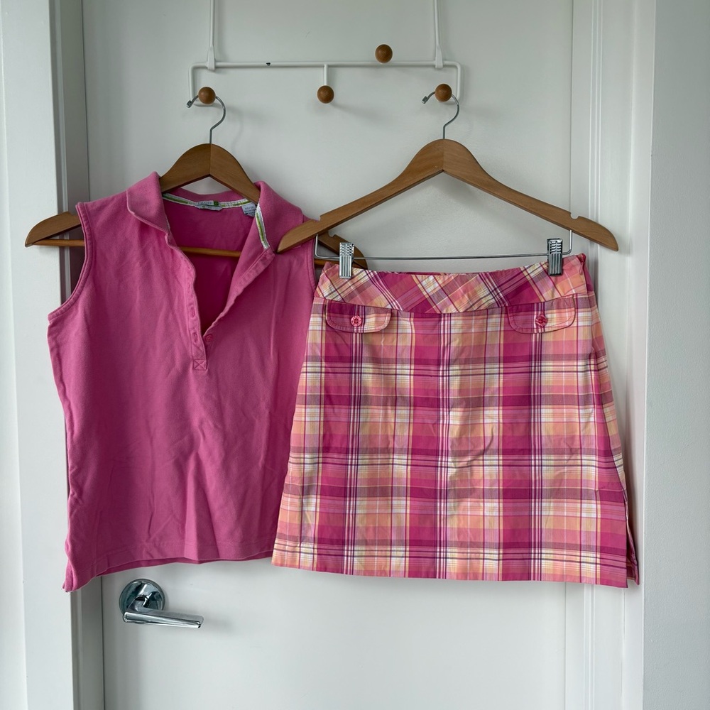 Vintage IZOD Plaid Pink Golf Set Size XS
